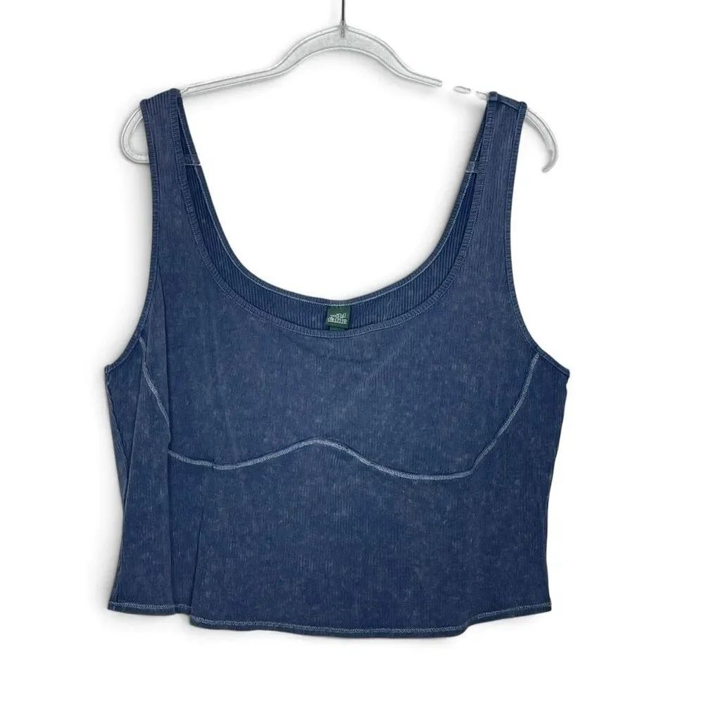 Wild Fable Blue Ribbed Stretchy Crop Tank Top Shirt Women’s Plus Size 3X New NWT